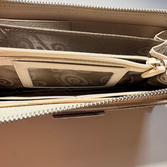 Brighton Croc Embossed Leather Wallet Zip Around Organizer Neutral - Picture 4 of 7